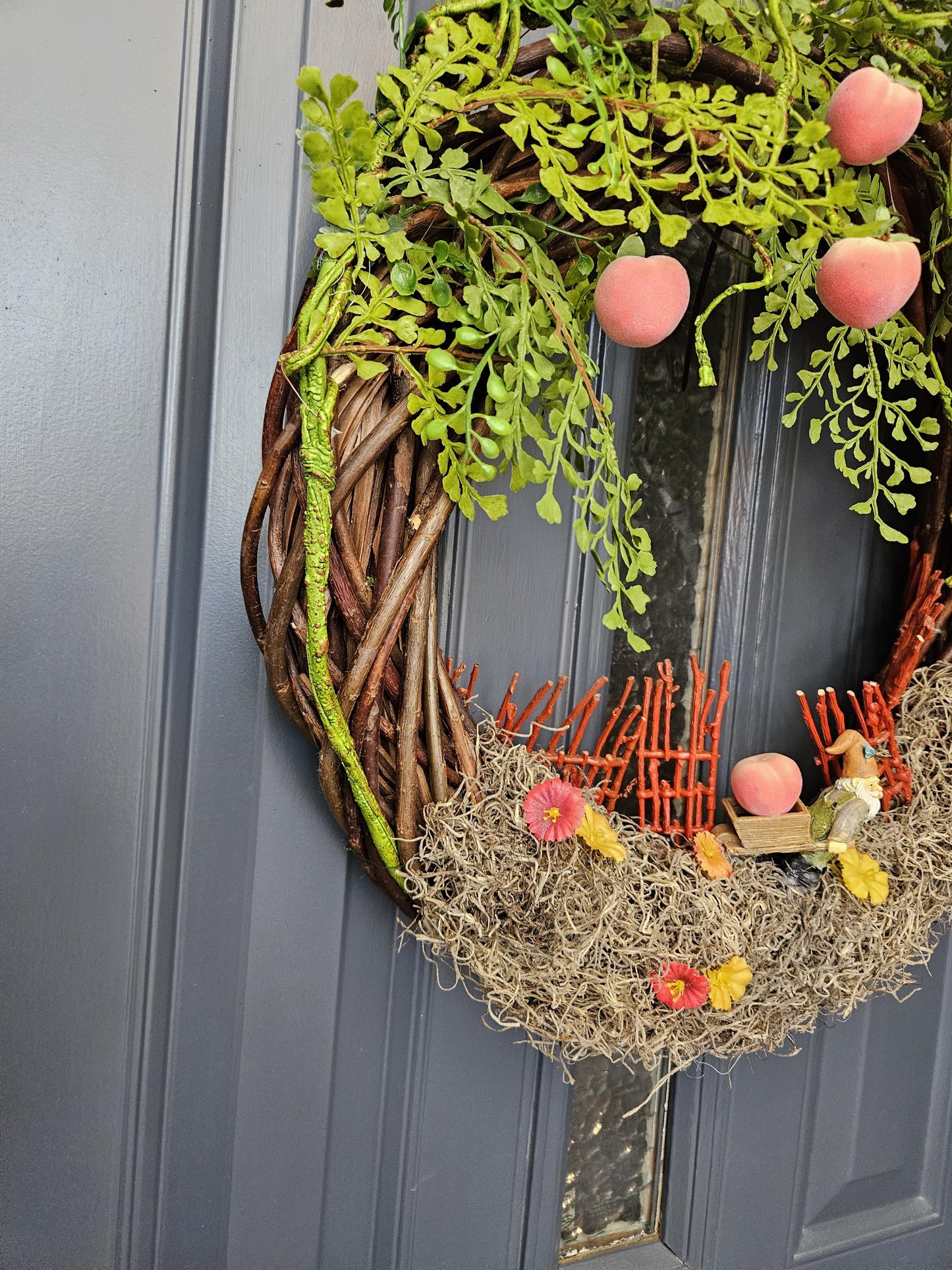 Gnome Peach Farmer wreath