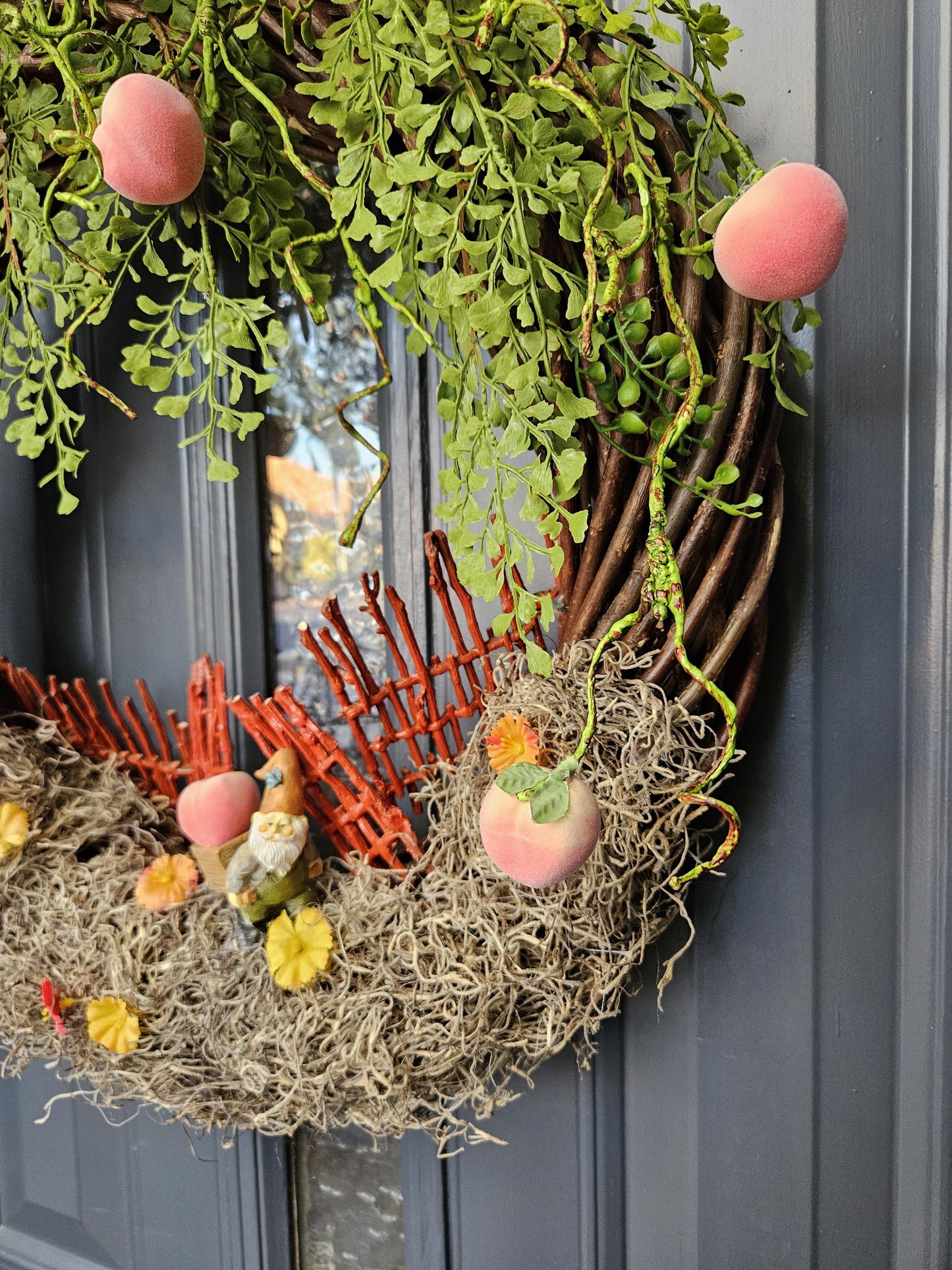 Gnome Peach Farmer wreath