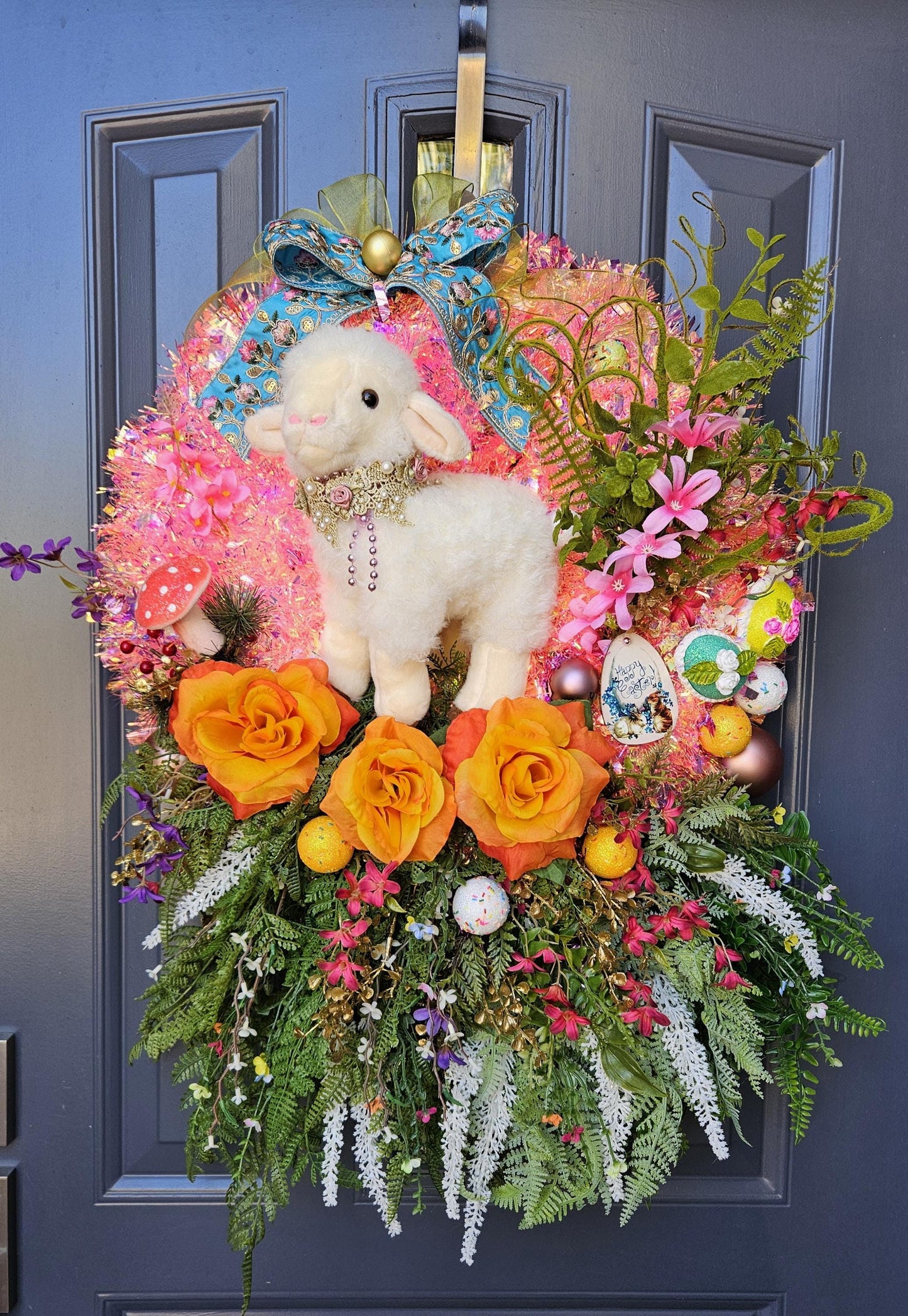 Fuzzy Easter Lamb wreath