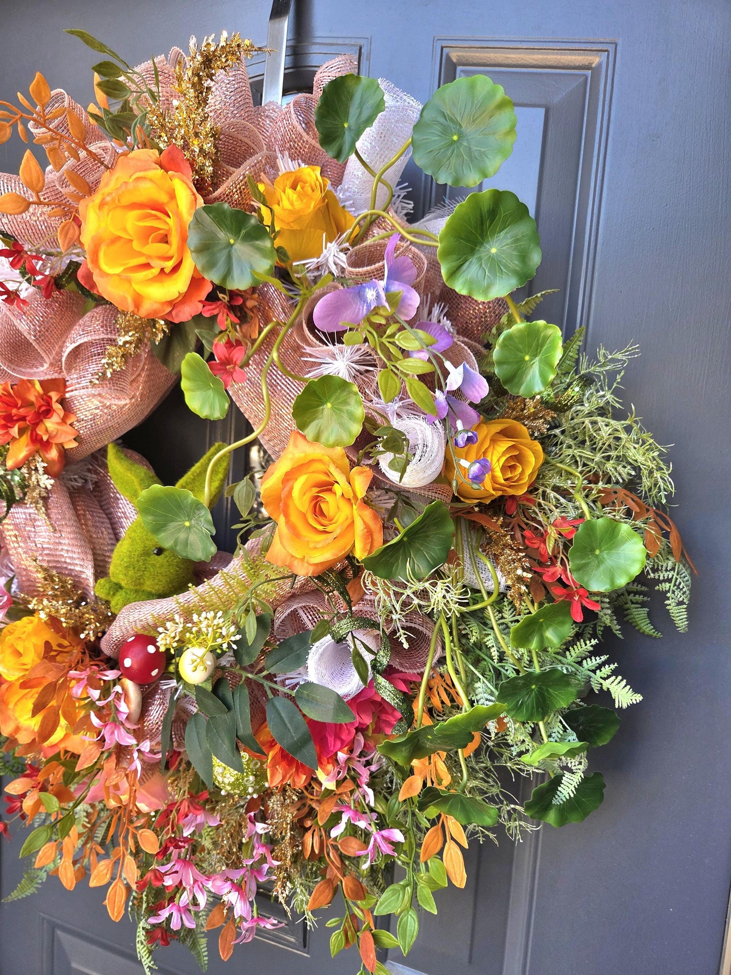 Summer Bunny at Play wreath