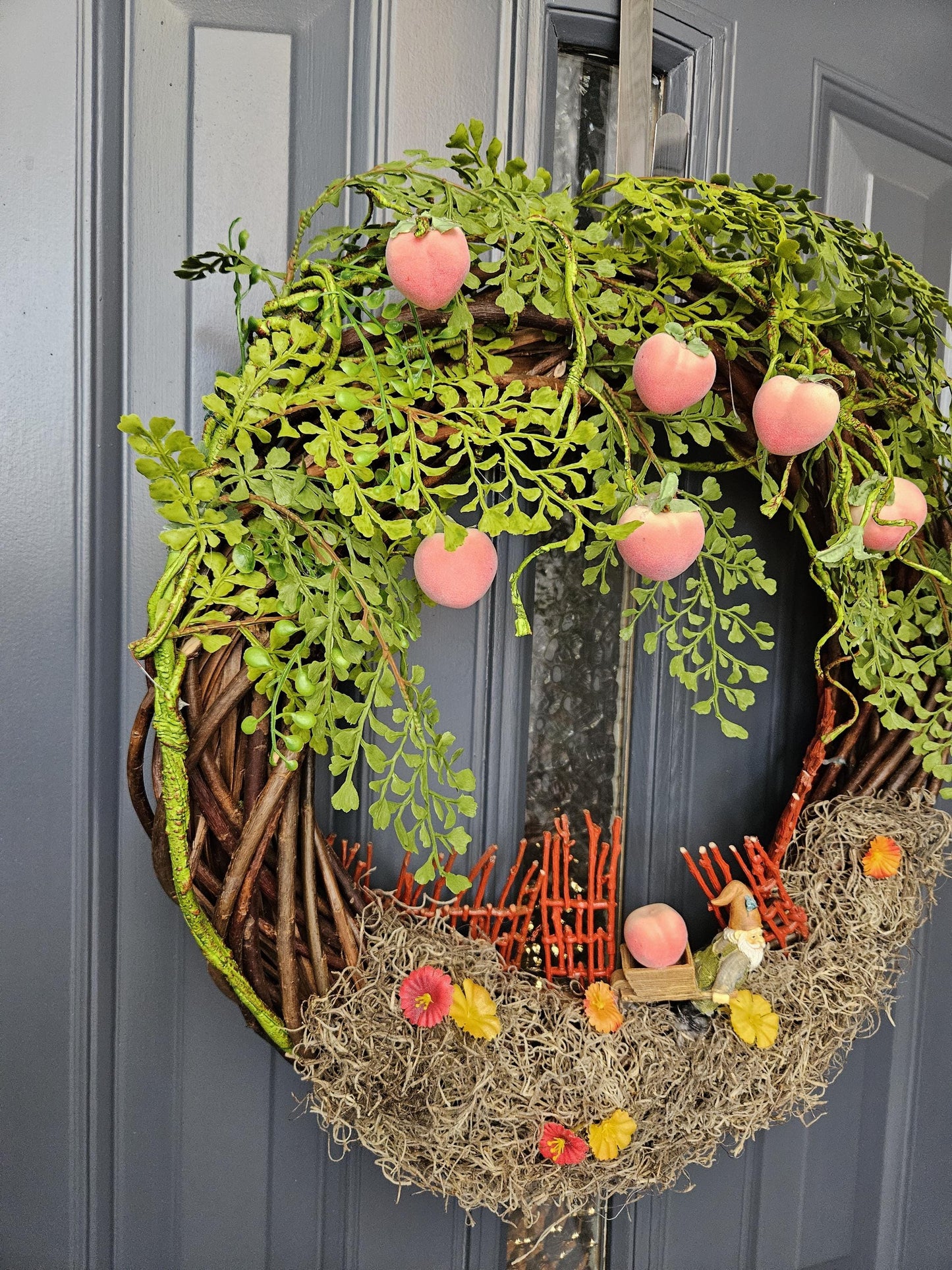Gnome Peach Farmer wreath