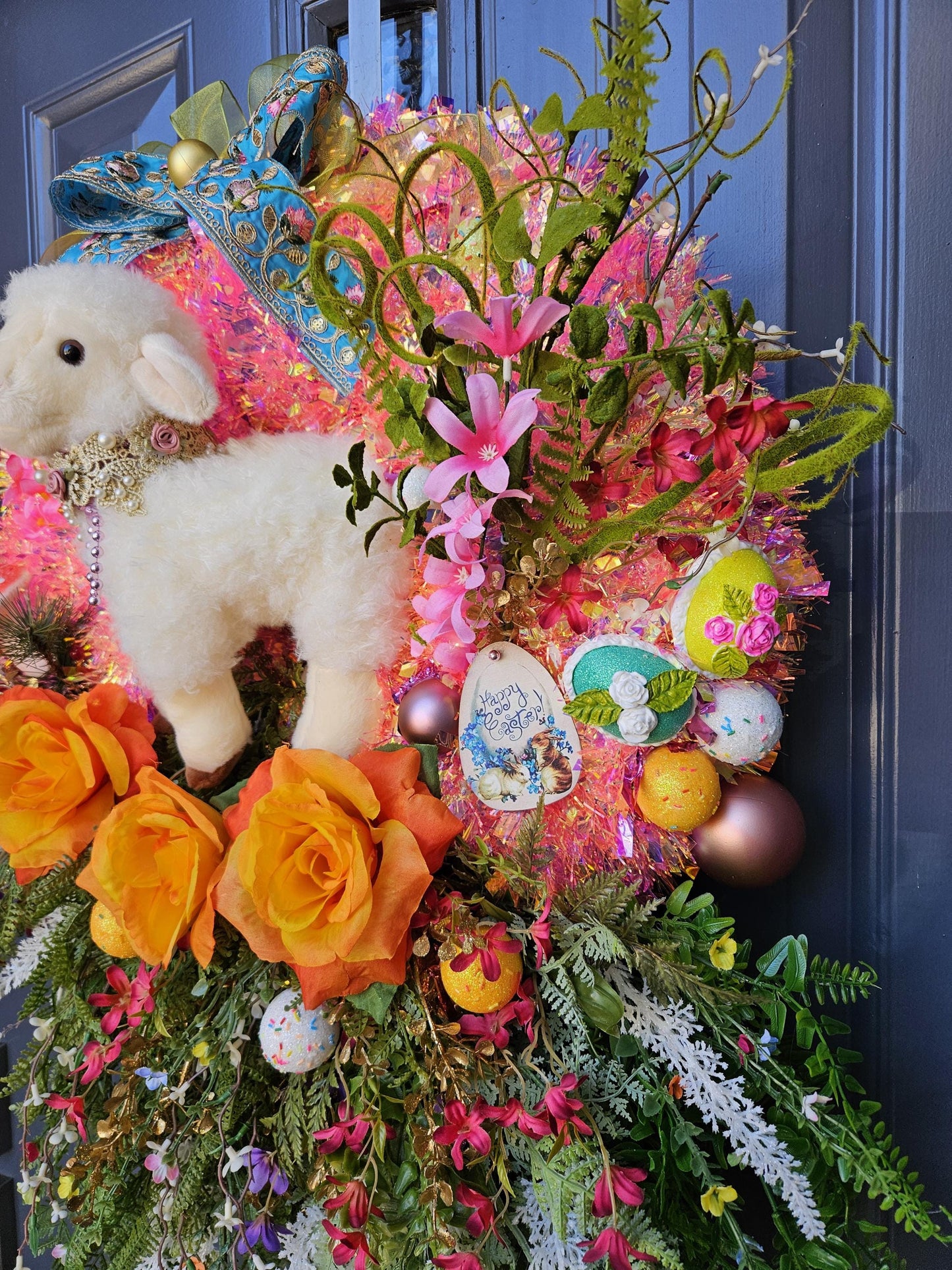 Fuzzy Easter Lamb wreath
