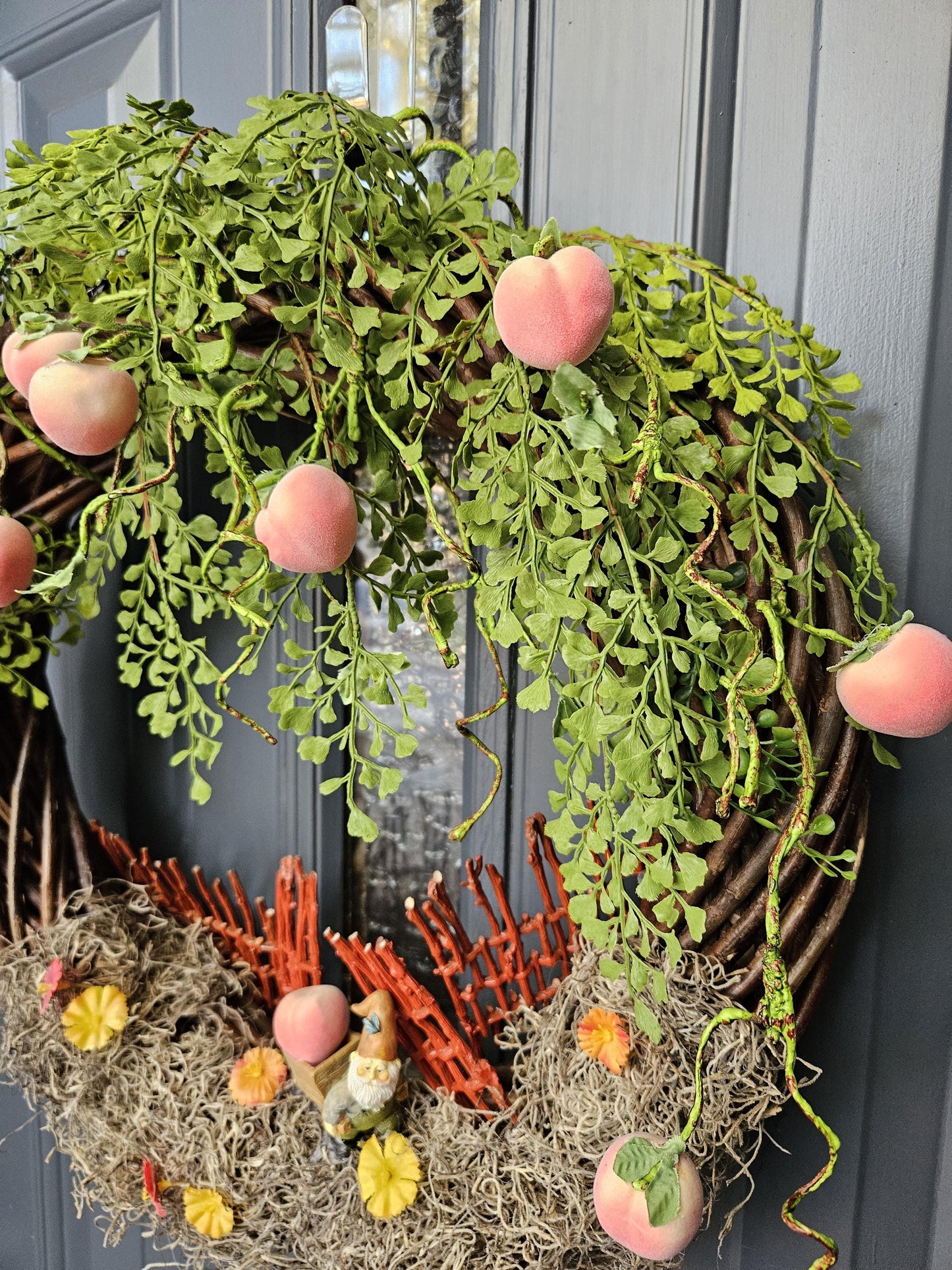 Gnome Peach Farmer wreath