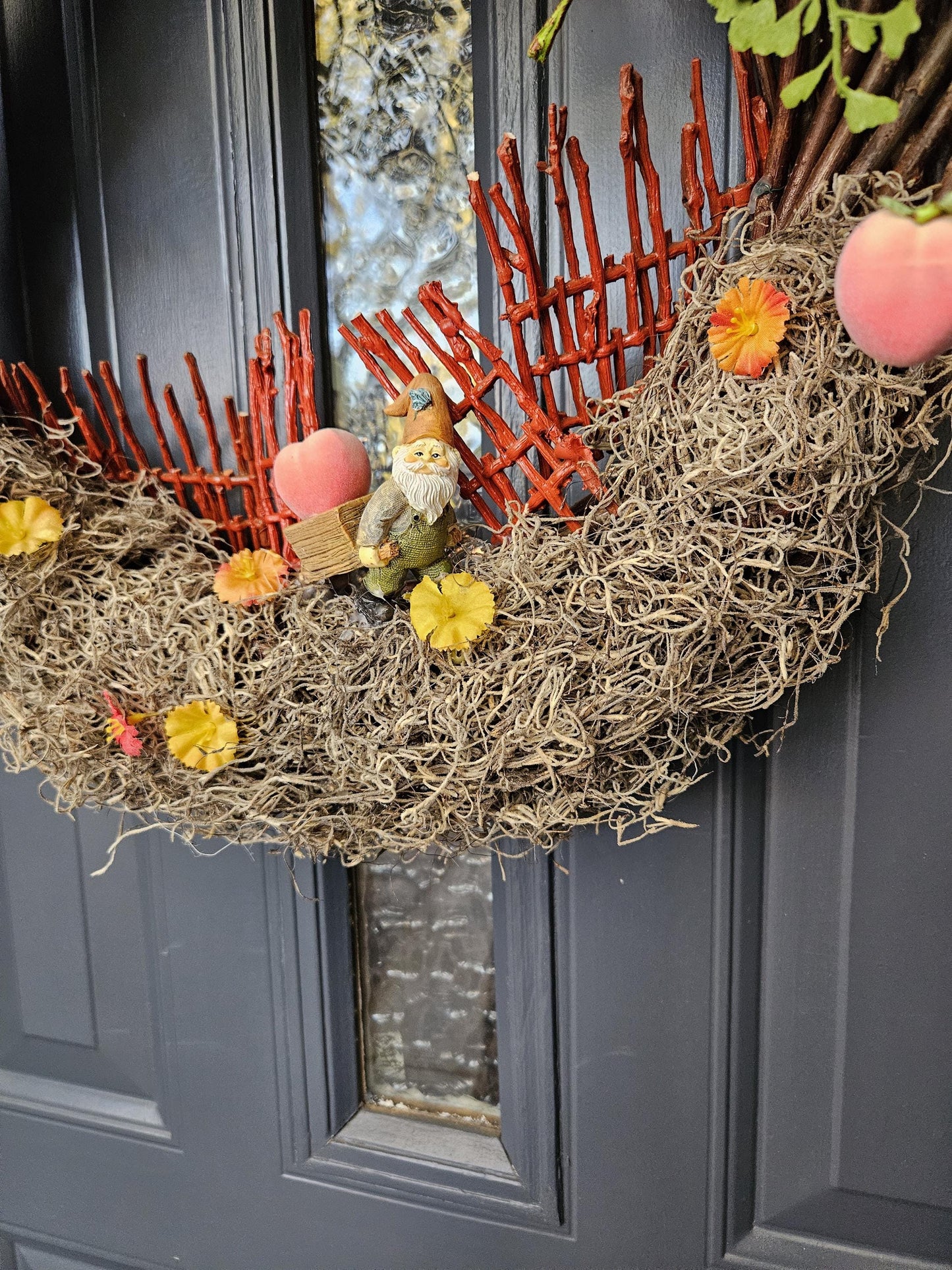Gnome Peach Farmer wreath