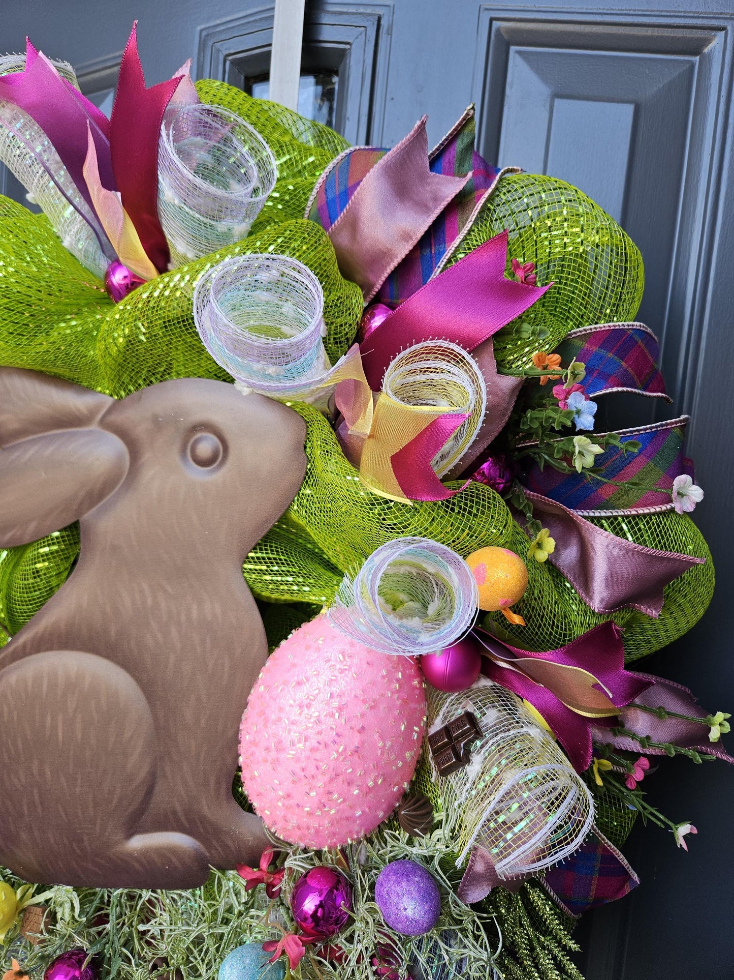 Chocolate Bunny in Ferns wreath