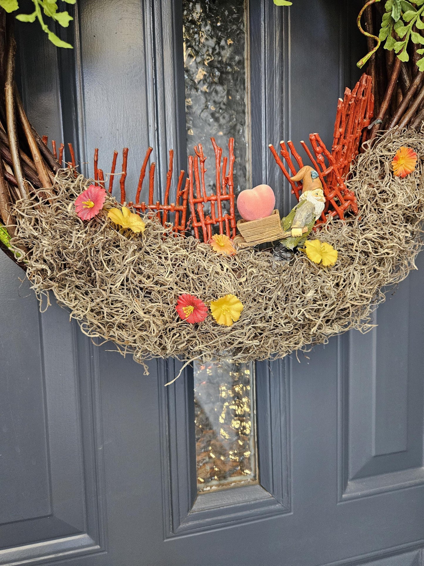 Gnome Peach Farmer wreath