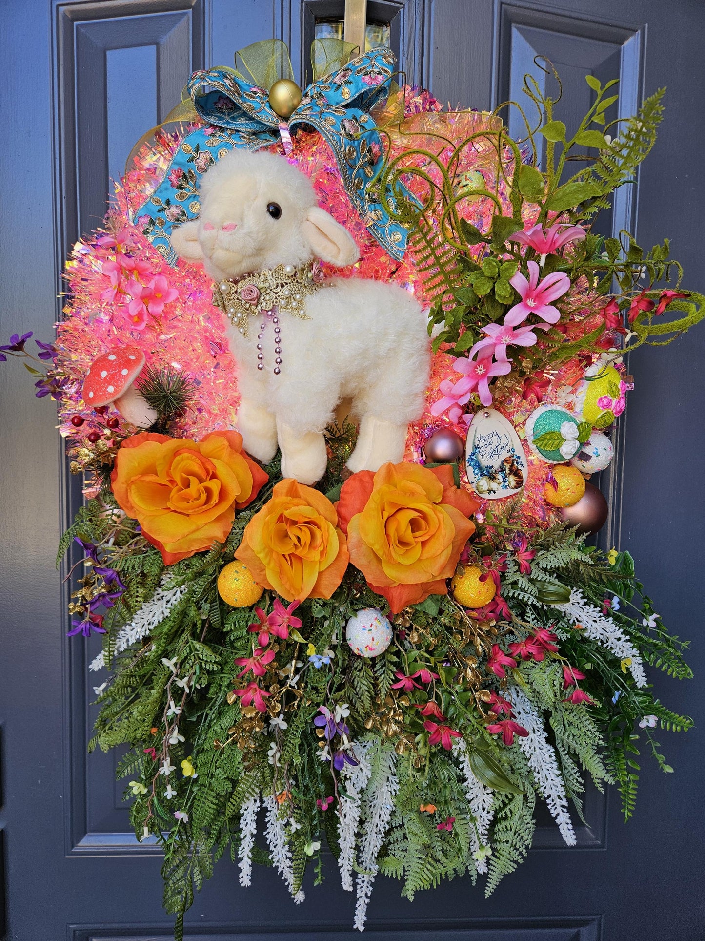 Fuzzy Easter Lamb wreath