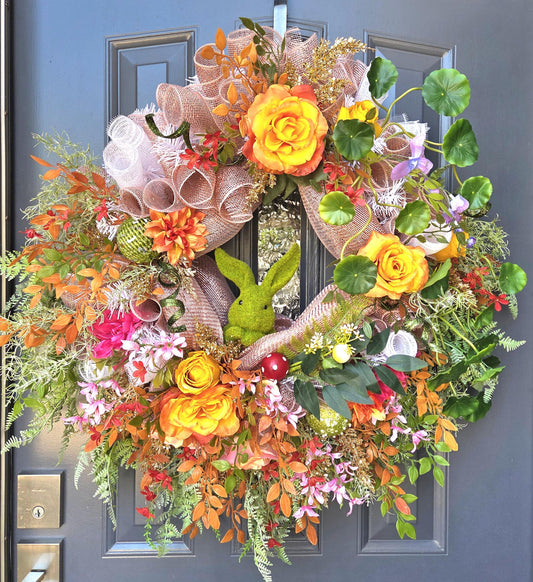 Summer Bunny at Play wreath